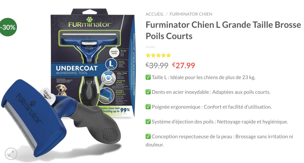 Furminator Chien L poils courts en promo